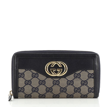 Gucci Sukey Zip Around Wallet GG Canvas with Leather Long