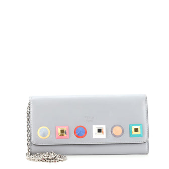 Fendi Continental Wallet on Chain Studded Leather
