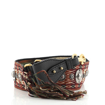 Christian Dior Bohemian Shoulder Strap Embellished Canvas