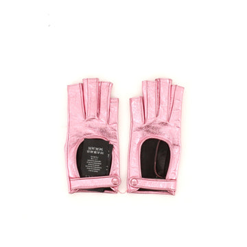 Gucci Donna Fingerless Gloves Metallic Leather Short
