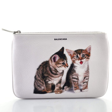 Balenciaga Everyday Logo Pouch Printed Leather Medium