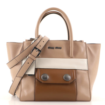Miu Miu Colorblock Twin Pocket Tote Leather Medium