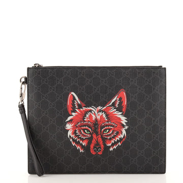 Gucci Zipped Pouch Printed GG Coated Canvas Medium