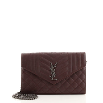 Saint Laurent Classic Monogram Chain Wallet Mixed Matelasse Leather Medium