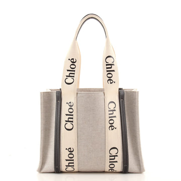 Chloe Woody Tote Canvas with Leather Medium