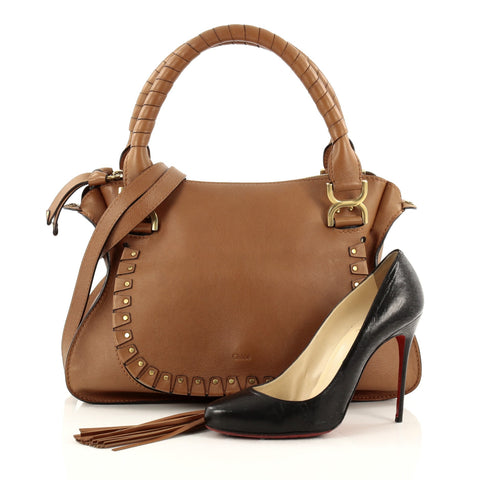 Buy Chloe Marcie Nude Satchel Studded Leather Medium Brown 1097201