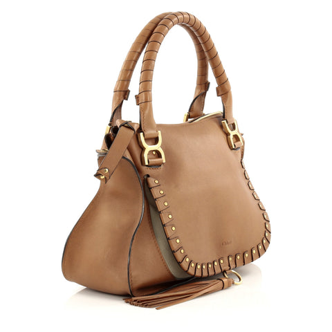 Buy Chloe Marcie Nude Satchel Studded Leather Medium Brown 1097201