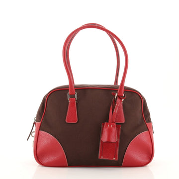 Prada Bowler Bag Canvas with Leather Medium