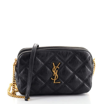 Saint Laurent Becky Double Zip Crossbody Pouch Quilted Leather Mini