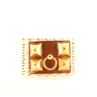 Hermes Medor Picnic Cuff Bracelet Wicker and Leather