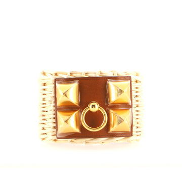 Hermes Medor Picnic Cuff Bracelet Wicker and Leather