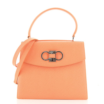 Salvatore Ferragamo Double Gancini Top Handle Bag Saffiano Leather Small