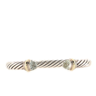 David Yurman Cable Classic Bracelet Sterling Silver with 14k Yellow Gold and Prasiolite 7mm