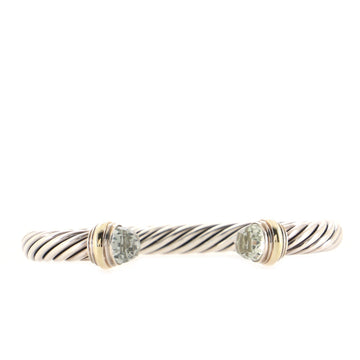 David Yurman Cable Classic Bracelet Sterling Silver with 14k Yellow Gold and Prasiolite 7mm