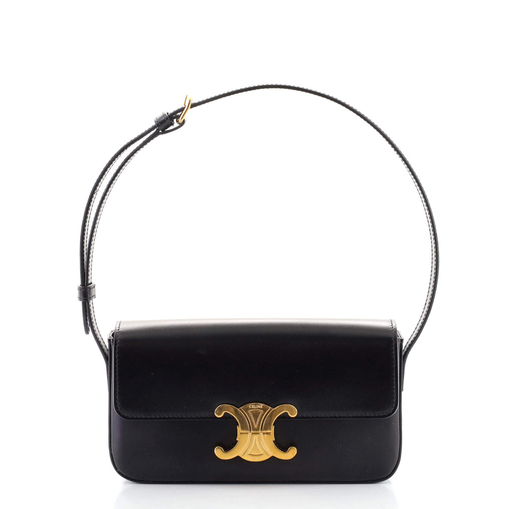 Celine Triomphe East-West Shoulder Bag Smooth Calfskin Black  display picture 3