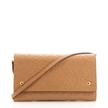 Burberry Hazelmere Wallet on Strap Monogram Embossed Leather