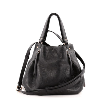 Burberry Maidstone Convertible Satchel Leather and House Check Canvas Small