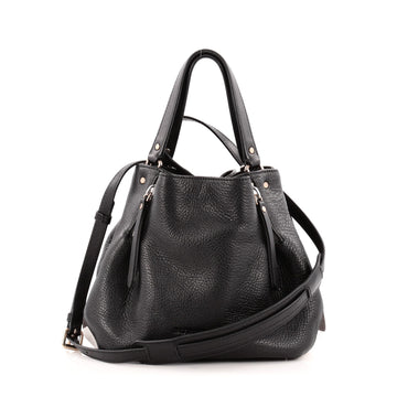 Burberry Maidstone Convertible Satchel Leather and House Check Canvas Small