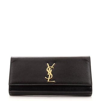 Saint Laurent Classic Monogram Clutch Grainy Patent Long