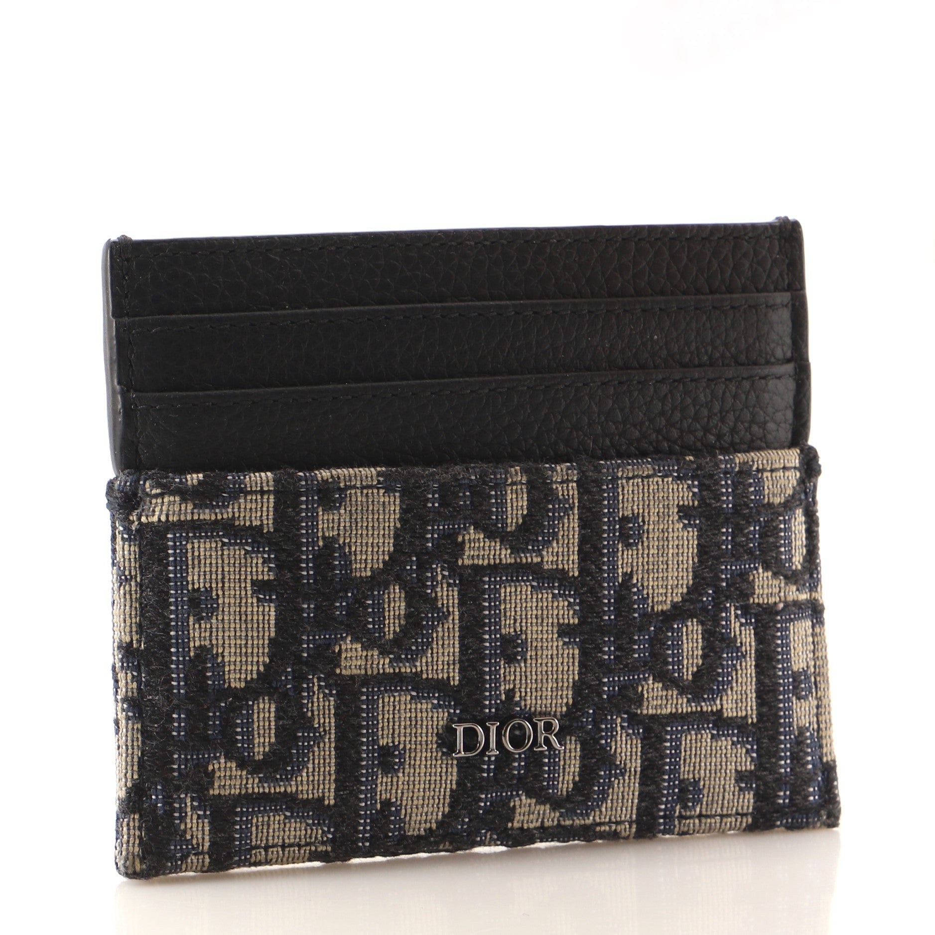 Christian Dior Card Holder Oblique Canvas and Leather Blue 1099541