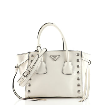 Prada Twin Pocket Tote Studded Leather Small