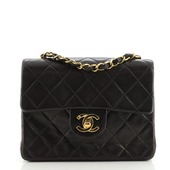 Chanel Vintage Square Classic Single Flap Bag Quilted Lambskin Mini