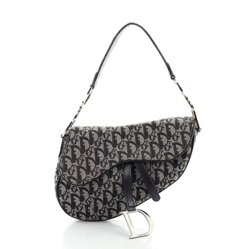 Christian Dior Vintage Saddle Bag Diorissimo Canvas Medium