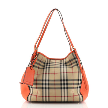 Burberry Canterbury Tote Horseferry Check Canvas and Leather Small