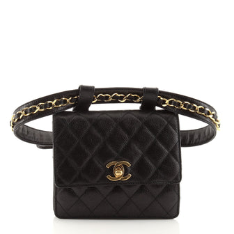 Chanel Vintage CC Flap Waist Bag Quilted Caviar Small