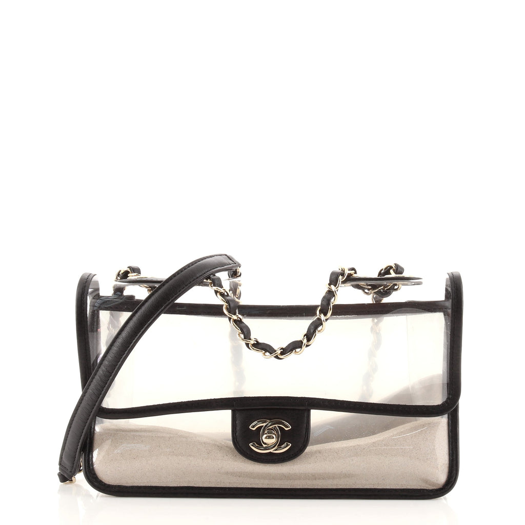 Chanel Sand By The Sea Flap Bag PVC with Lambskin Medium Black 11008823