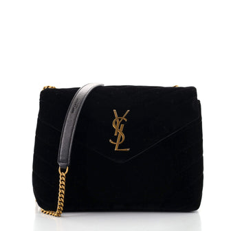 Saint Laurent LouLou Shoulder Bag Matelasse Chevron Velvet Small