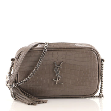 Saint Laurent Lou Camera Bag Crocodile Embossed Leather Mini