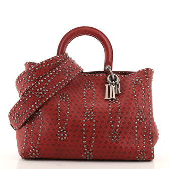 Christian Dior Supple Lady Dior Bag Studded Embossed Leather Large