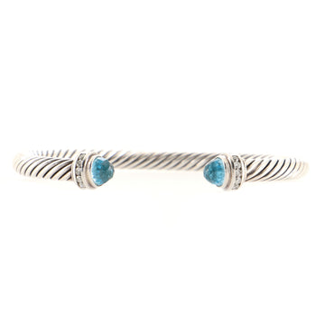 David Yurman Cable Classic Princess Bracelet Sterling Silver with Topaz and Diamonds 5mm