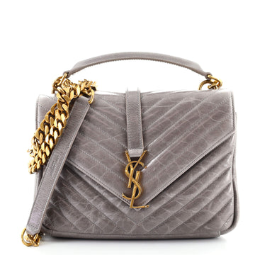 Saint Laurent Classic Monogram College Bag Matelasse Chevron Leather Medium