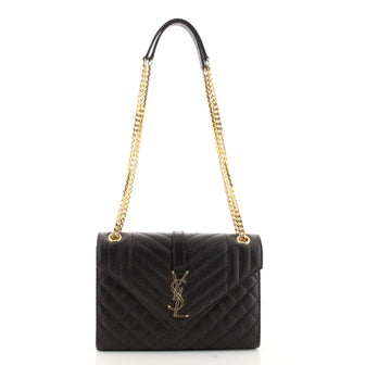 Saint Laurent Classic Monogram Envelope Satchel Quilted Leather Medium