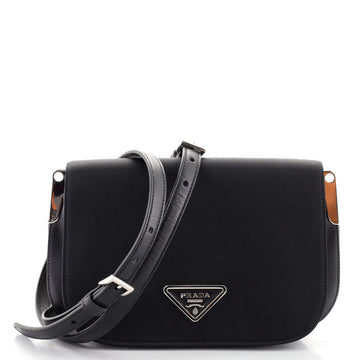 Prada Identity Full Flap Shoulder Bag Tessuto with Leather Small