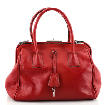 Prada Lock Frame Satchel Leather Medium