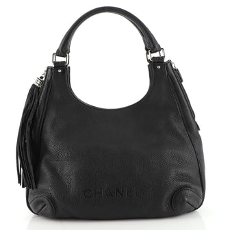 Chanel Lax Shoulder Bag Pebbled Leather Large