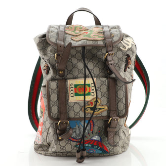 Gucci Courrier Soft Backpack GG Coated Canvas with Applique Large