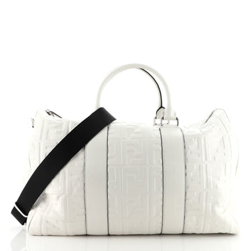 Fendi Boston Bag Zucca Embossed Leather Large