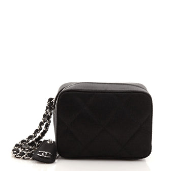 Chanel Vintage Chain Wristlet Clutch Quilted Satin Mini