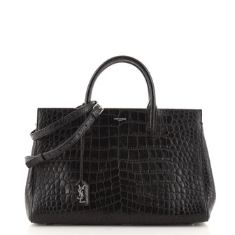 Saint Laurent Rive Gauche Cabas Crocodile Embossed Leather Medium