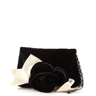 Chanel Vintage Camellia Chain Flap Evening Bag Quilted Velvet Mini