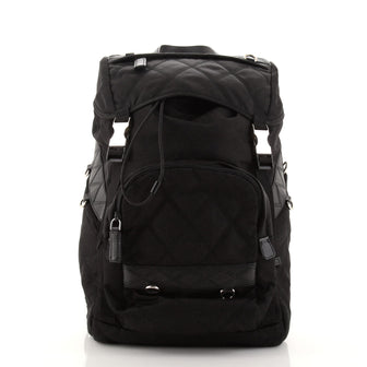 Prada Impunto Double Buckle Backpack Quilted Tessuto Large