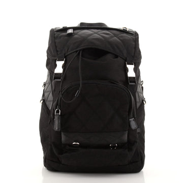 Prada Impunto Double Buckle Backpack Quilted Tessuto Large