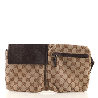 Gucci Vintage Double Belt Bag GG Canvas