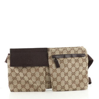 Gucci Vintage Double Belt Bag GG Canvas