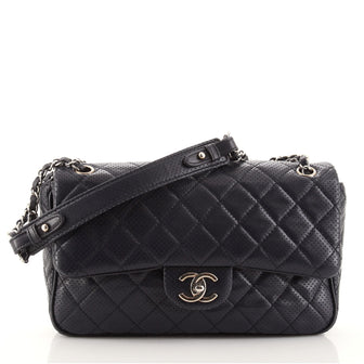 Chanel Punch Flap Bag Quilted Perforated Lambskin Jumbo