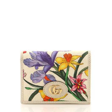 Gucci GG Marmont Flap Card Case Flora Canvas